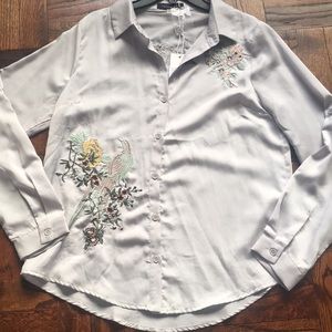 NWT!!  Beautiful embroidered button down shirt